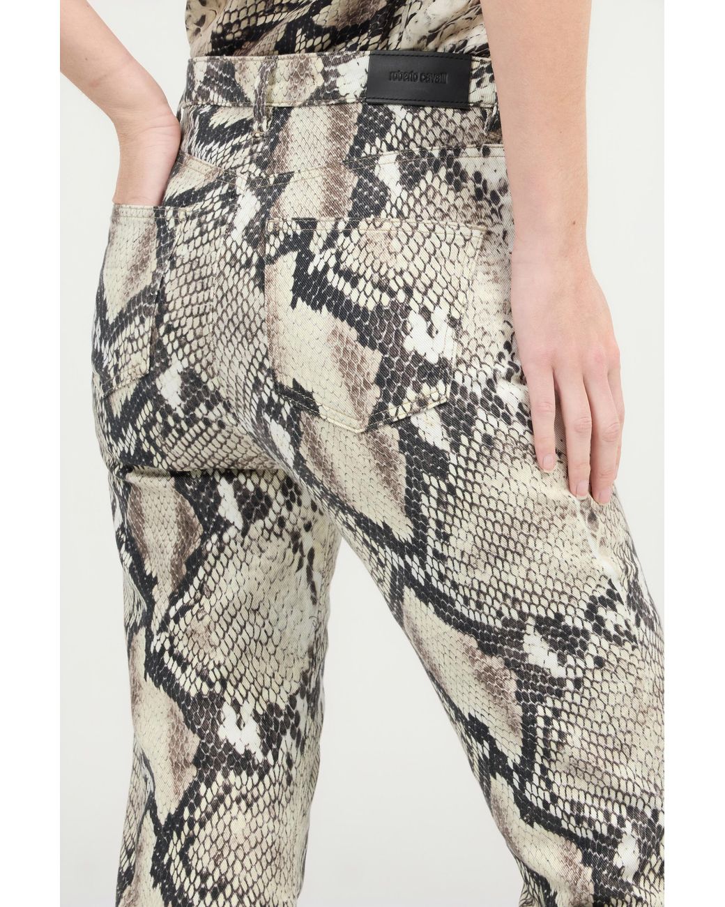 Roberto Cavalli White Rock Jeans With Python Print
