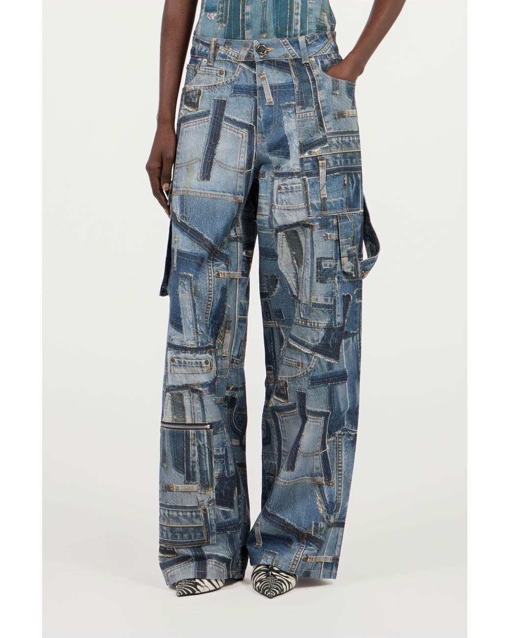 Roberto Cavalli Blue Cargojeans Der Patchwork Capsule Collection