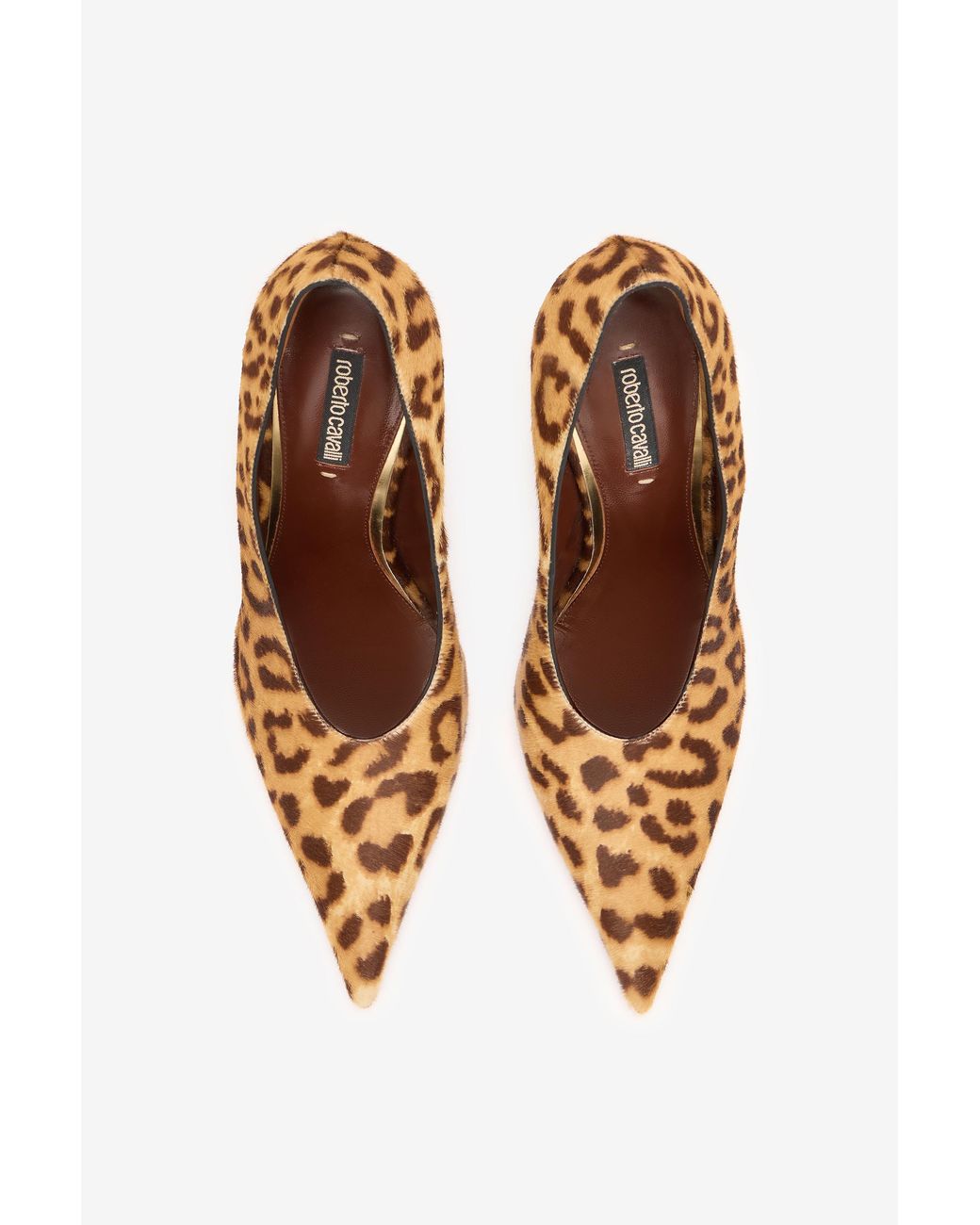Roberto Cavalli Brown Hairy Leopard Skin Pumps