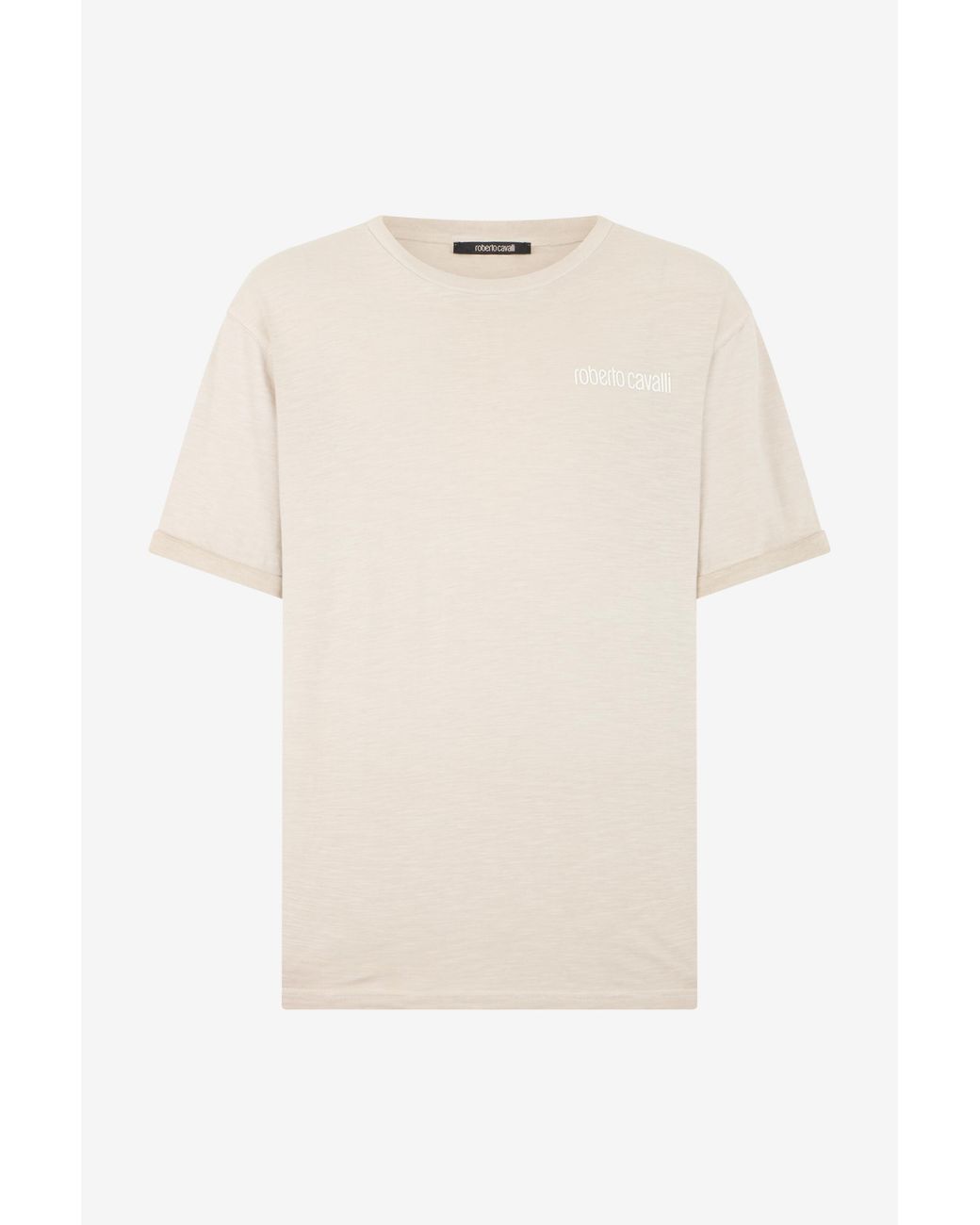 Roberto Cavalli White T-Shirt With Back Snake Print for men