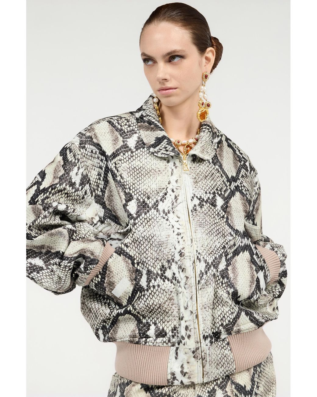 Roberto Cavalli Brown Jacket With Python Print