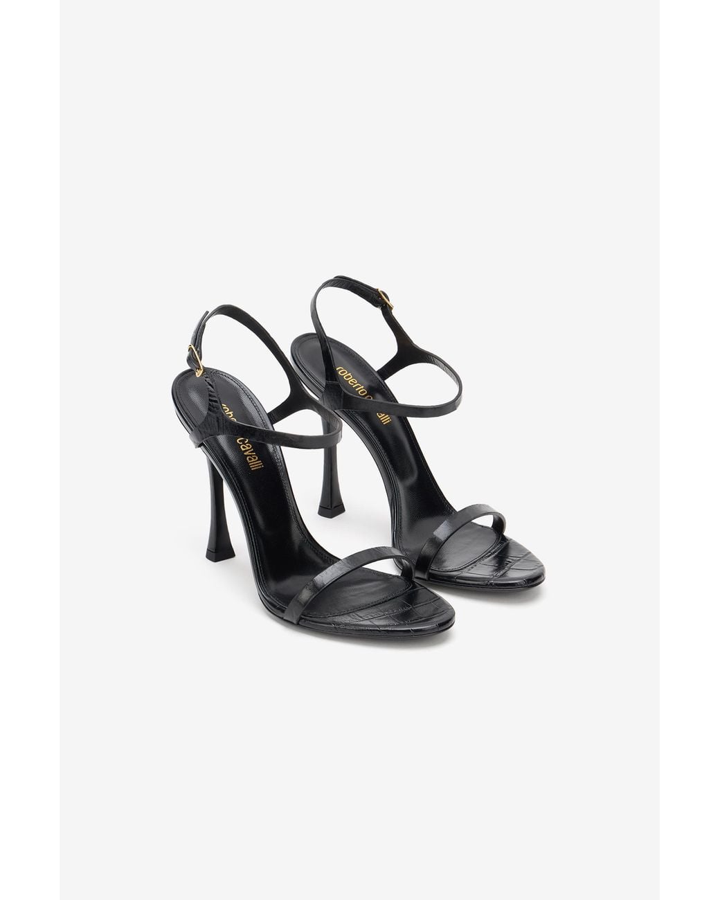 Roberto Cavalli Multicolor Croc-Effect Leather High-Heel Sandals