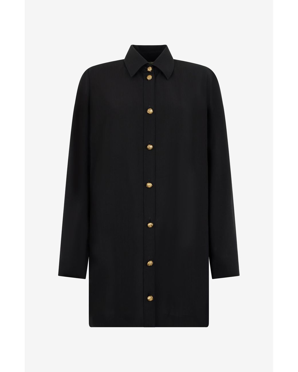 Roberto Cavalli Black Long Wool-Blend Shirt