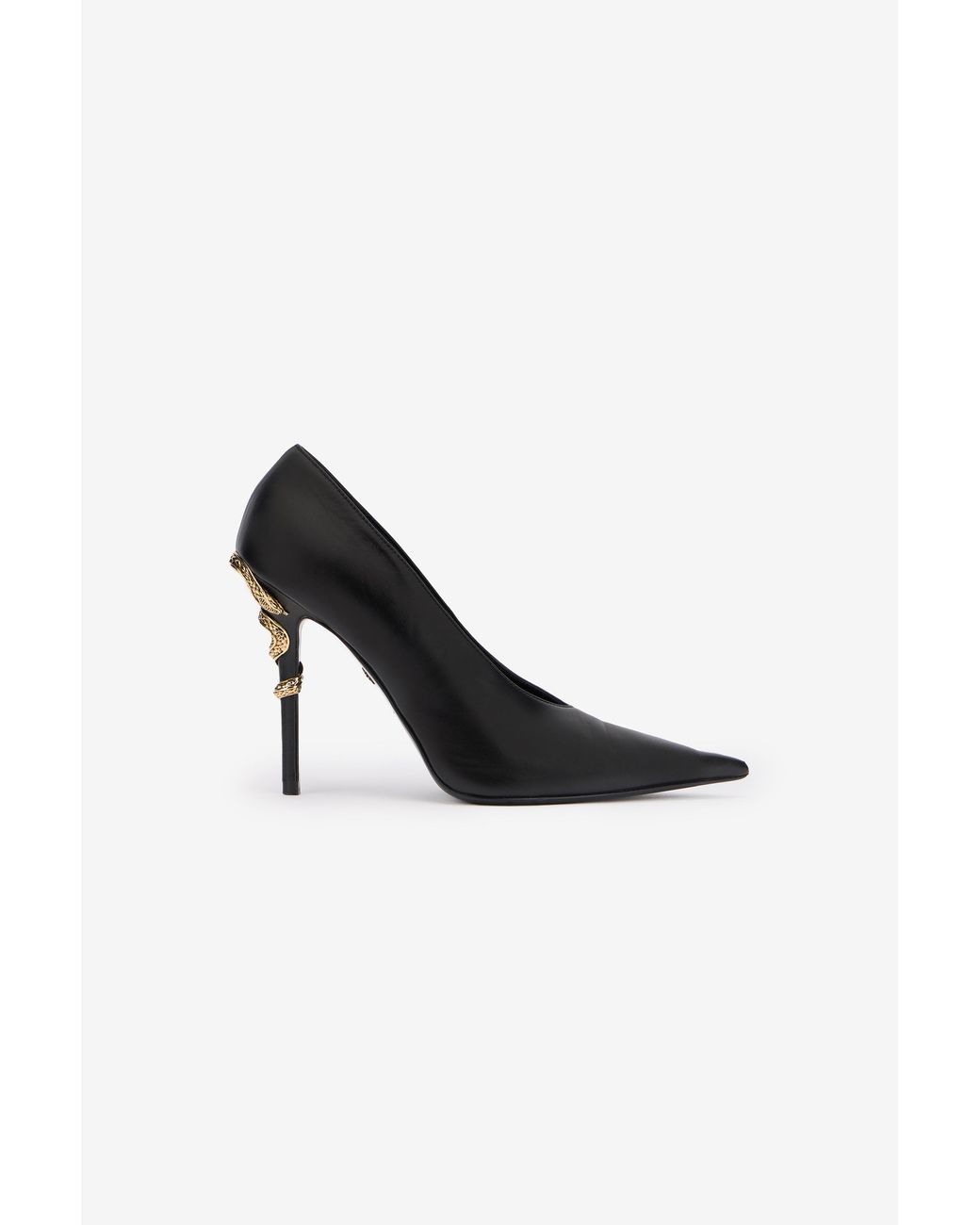 Roberto Cavalli Black Serpentine Leather Pump