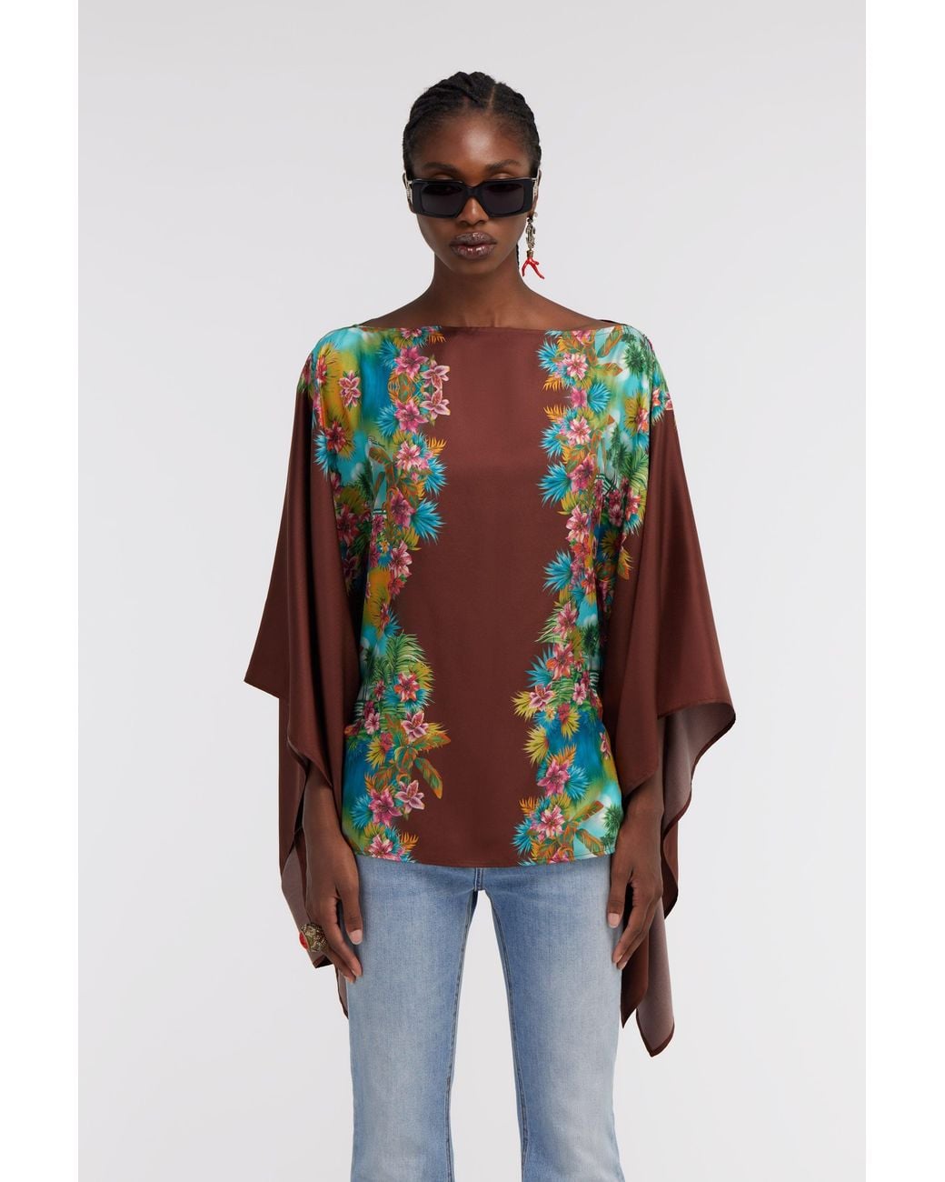Roberto Cavalli Multicolor Hawaii Print Silk Shirt