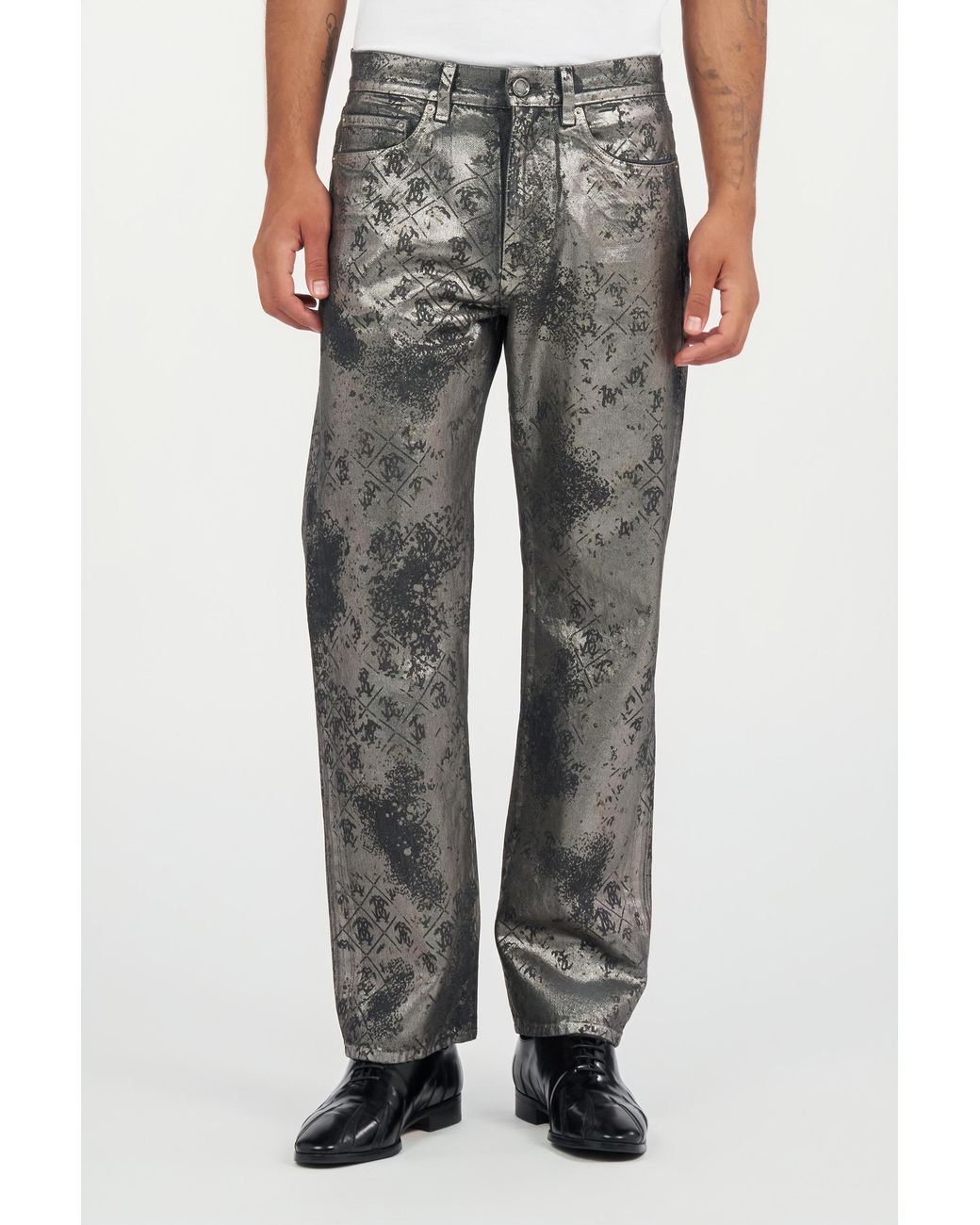 Roberto Cavalli Gray Monogram Trousers for men