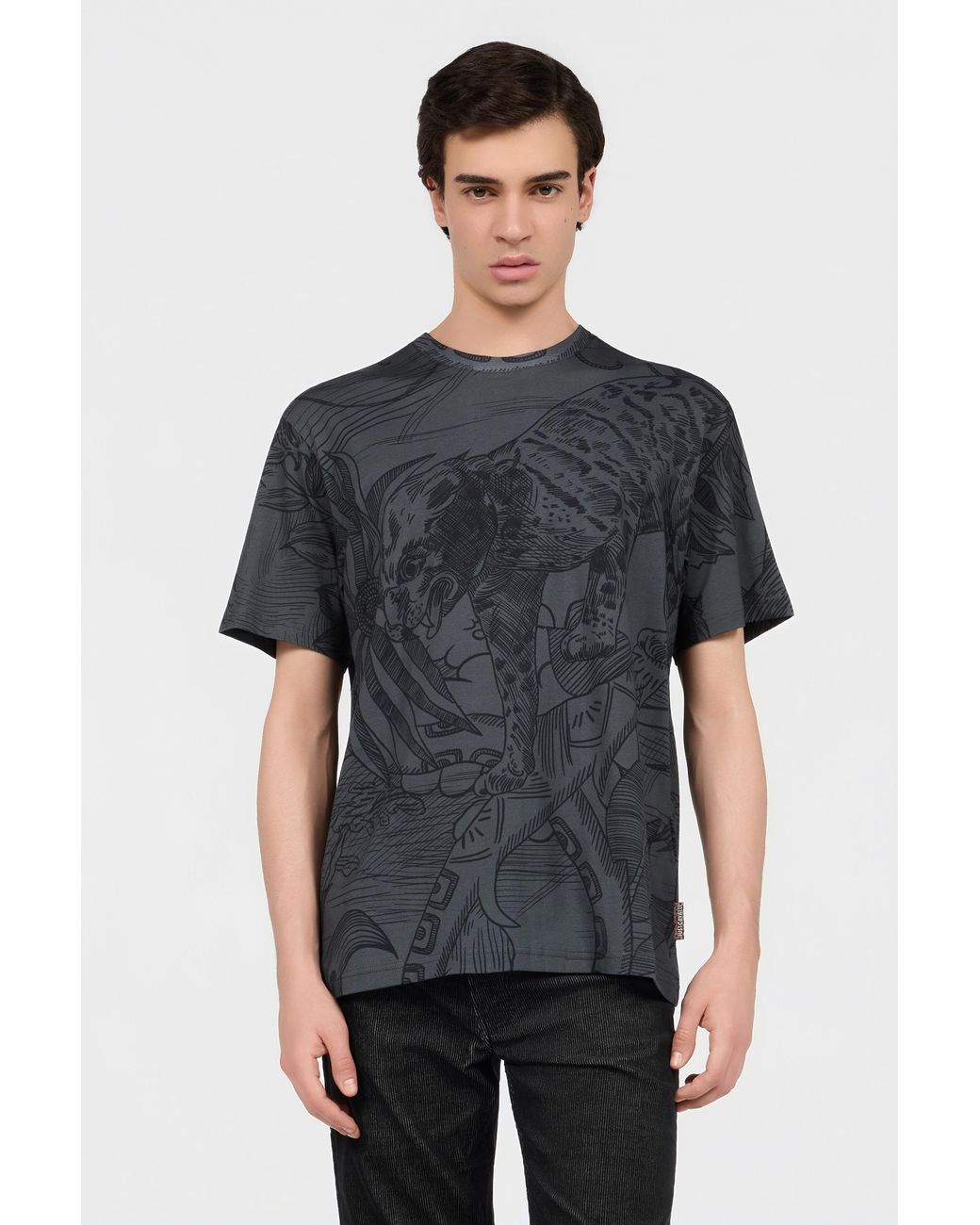 Roberto Cavalli Blue T-Shirt With Wild Ones Motif for men