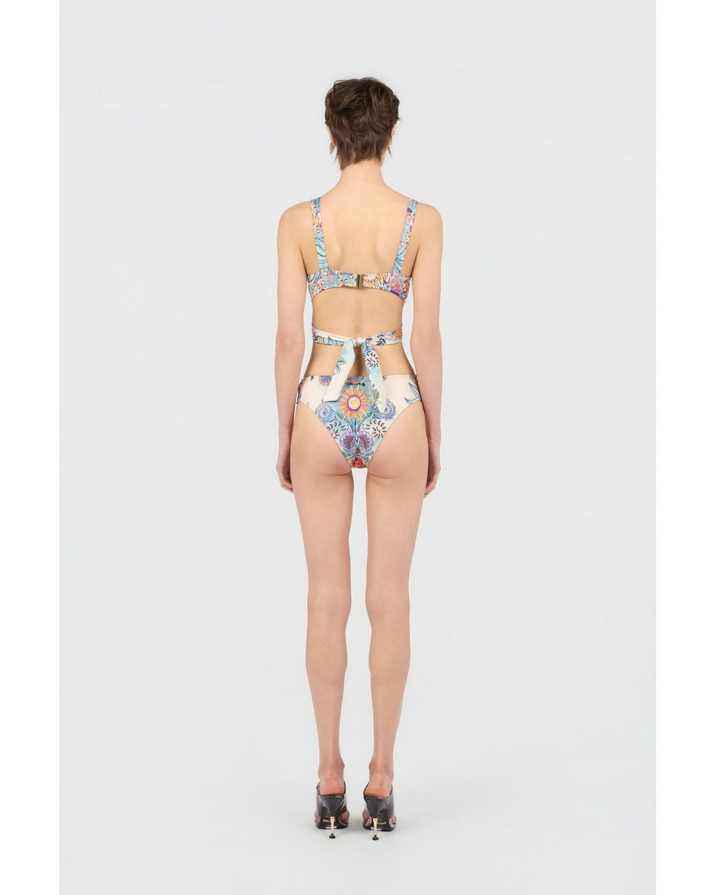Roberto Cavalli White Tropical Garden Print One-Piece Swimsuit