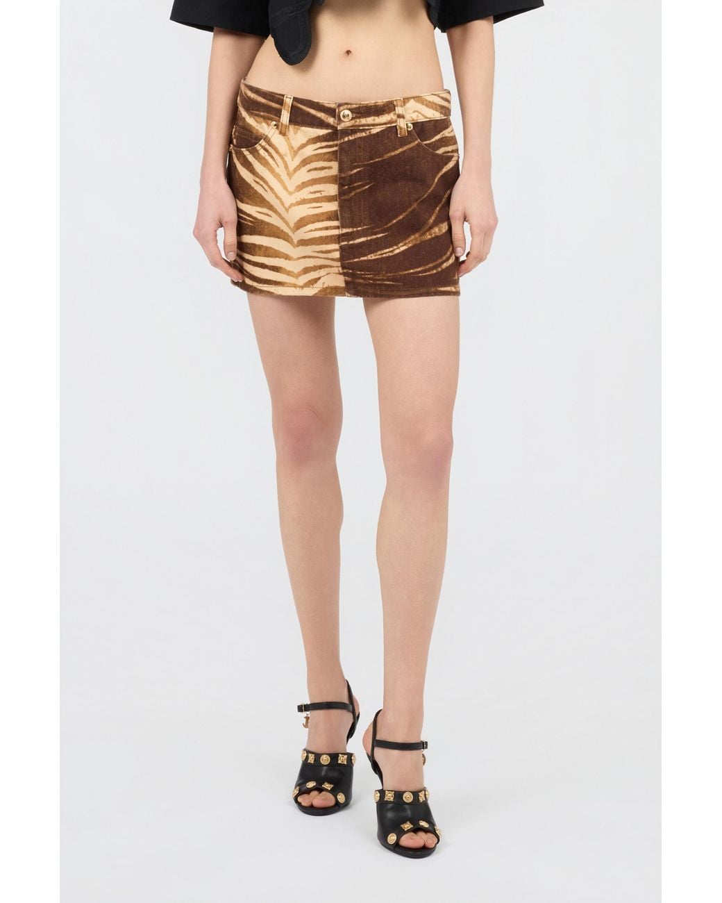 Roberto Cavalli Brown Natural Barb Mini Skirt