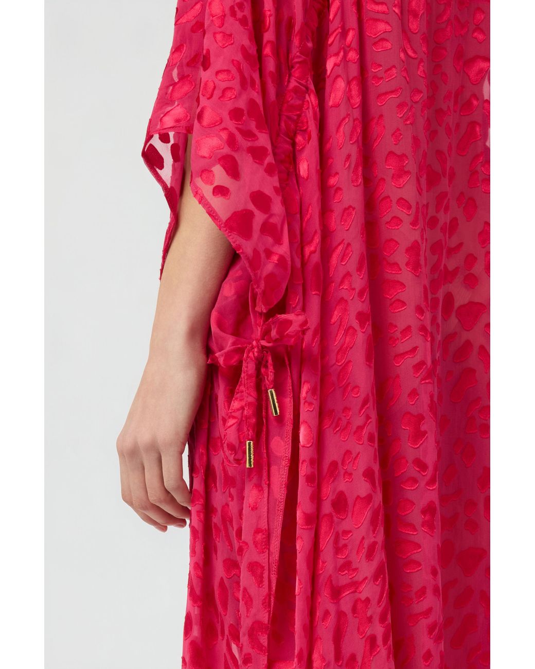 Roberto Cavalli Pink Caftan With Tone-On-Tone Animal Print