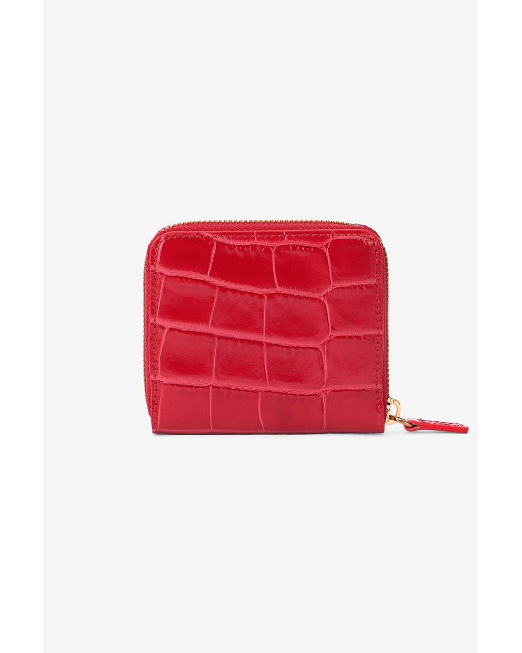 Roberto Cavalli Red Small Antique Rose Crocodile-Effect Wallet
