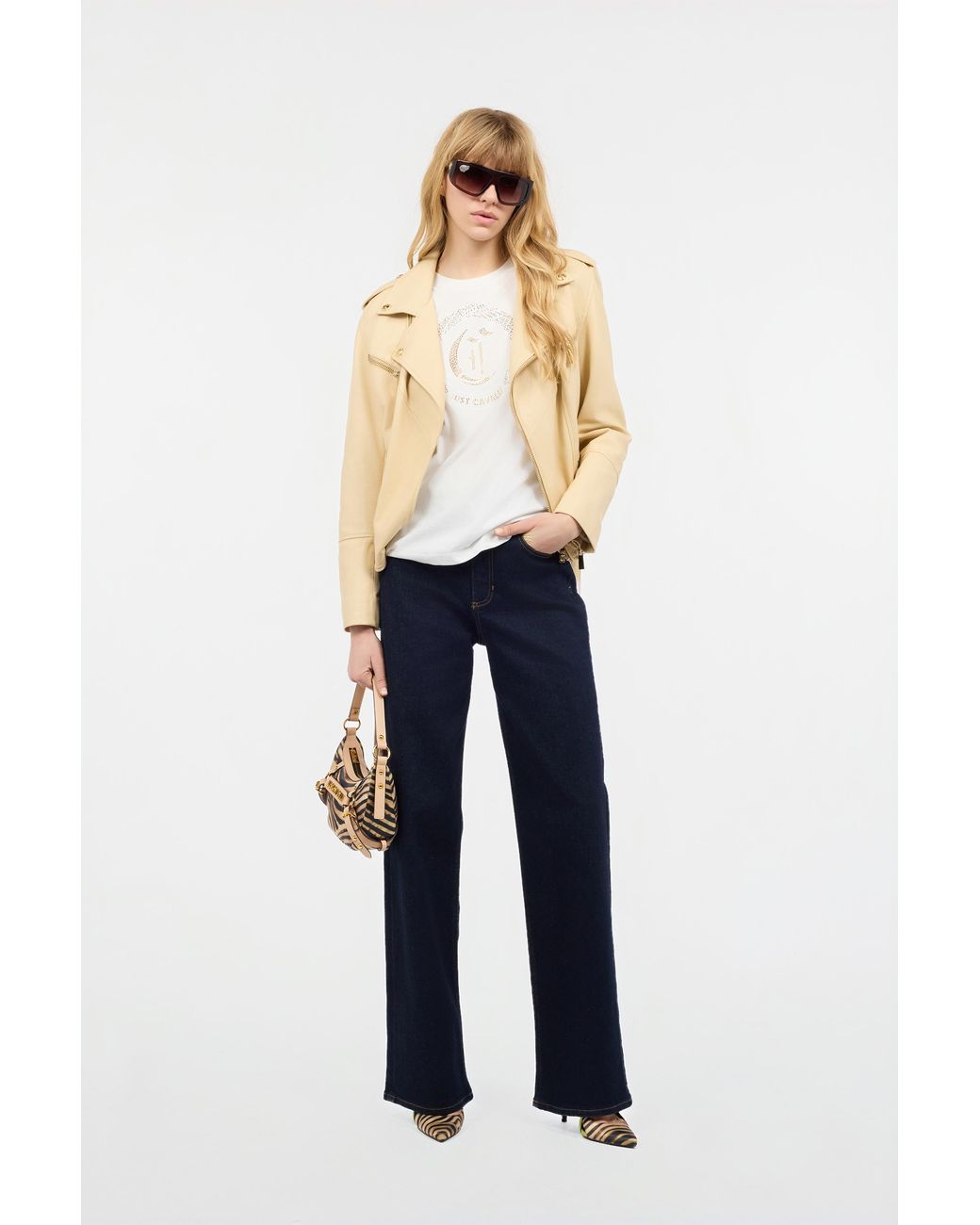 Roberto Cavalli Natural Jacket With Studded Logo
