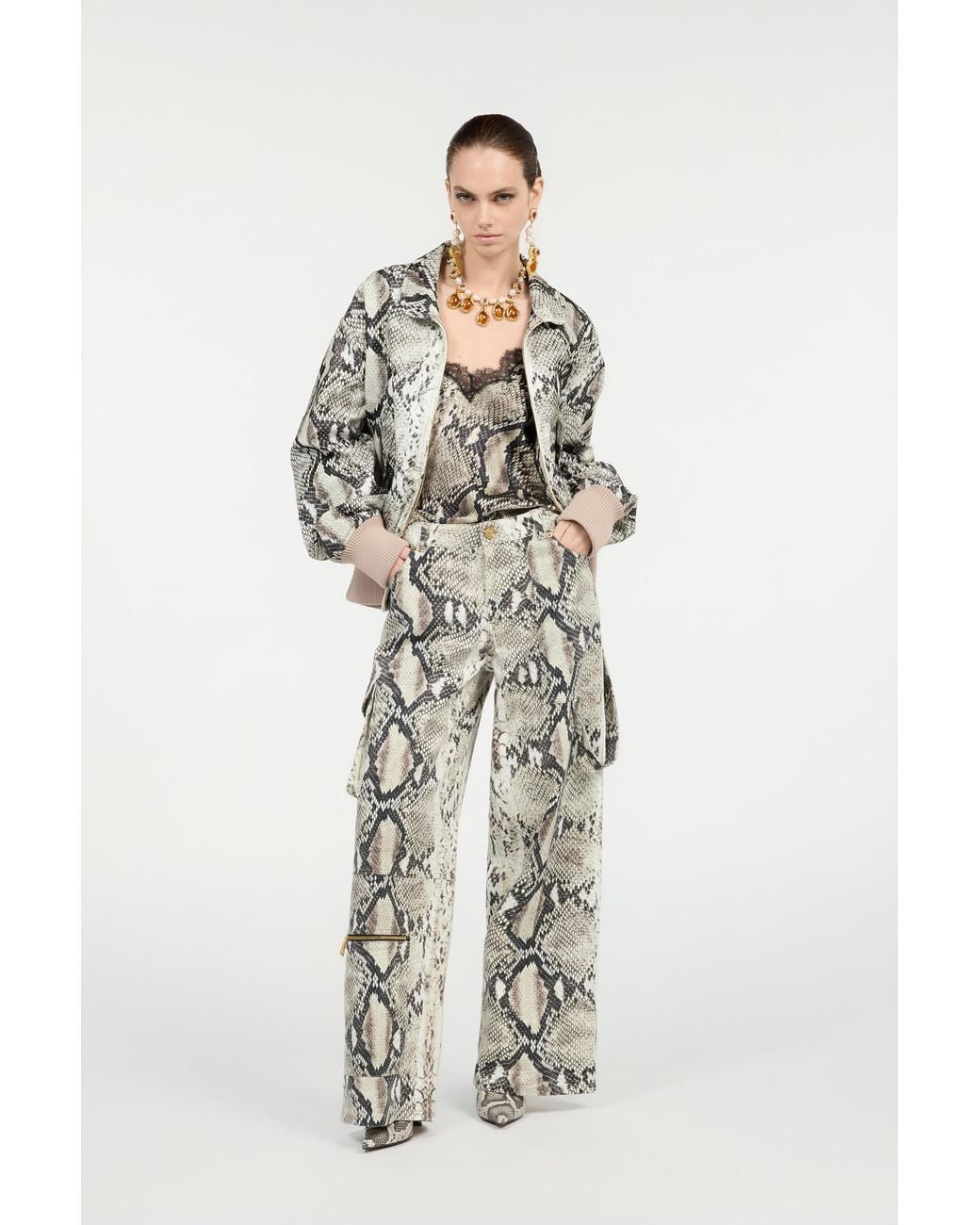 Vaqueros Cargo Roccia Con Estampado Python Roberto Cavalli de color Multicolor