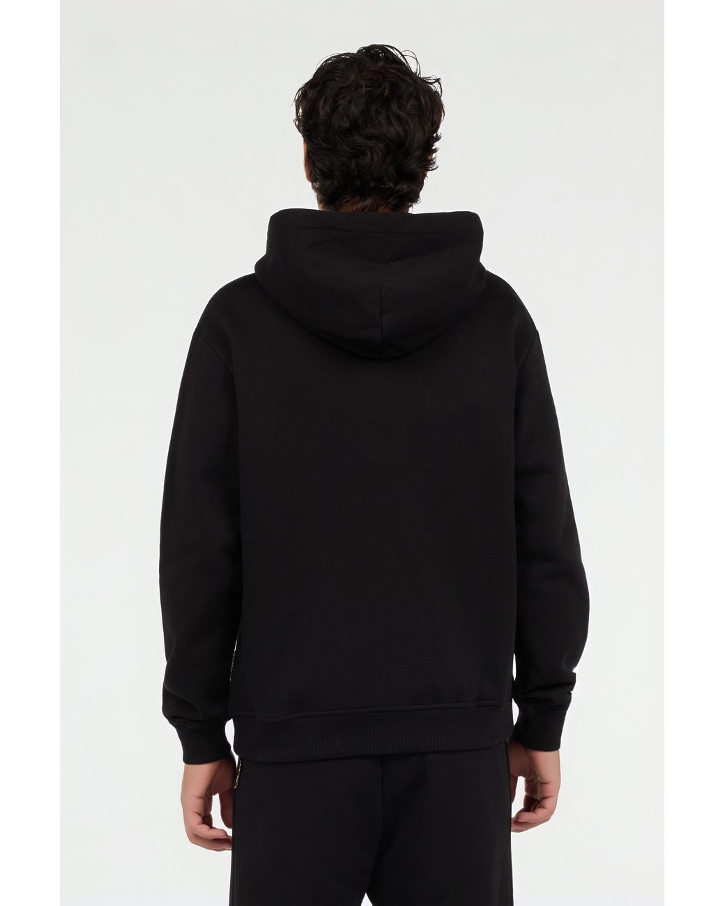 Roberto Cavalli Black Hoodie With Embroidered Logo for men