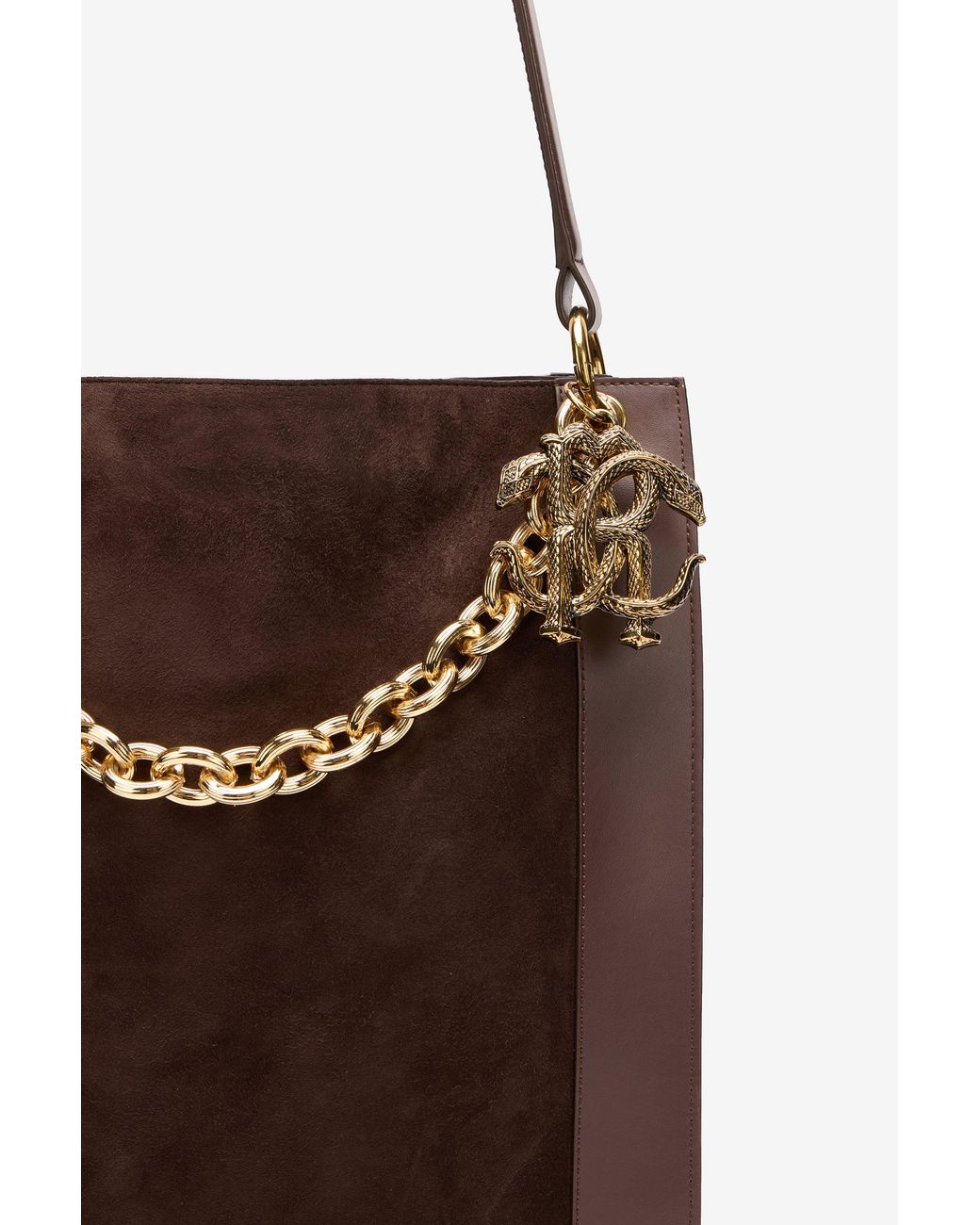 Roberto Cavalli Brown Shoulder Bag With Chain