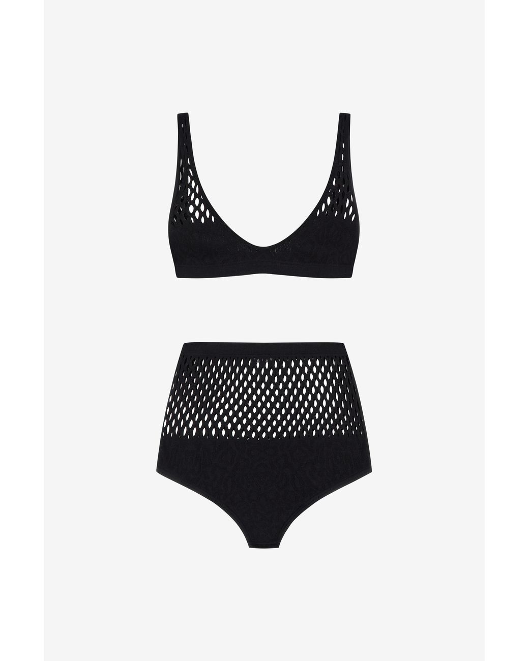 Roberto Cavalli White Mesh High Waist Bikini