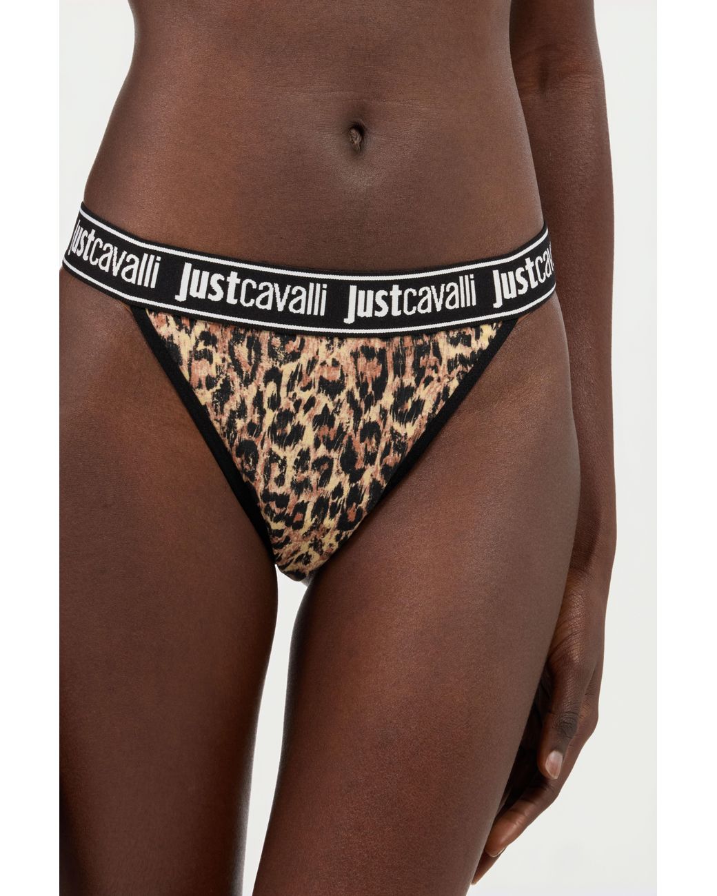 Roberto Cavalli Black Jaguar Skin Print Panties