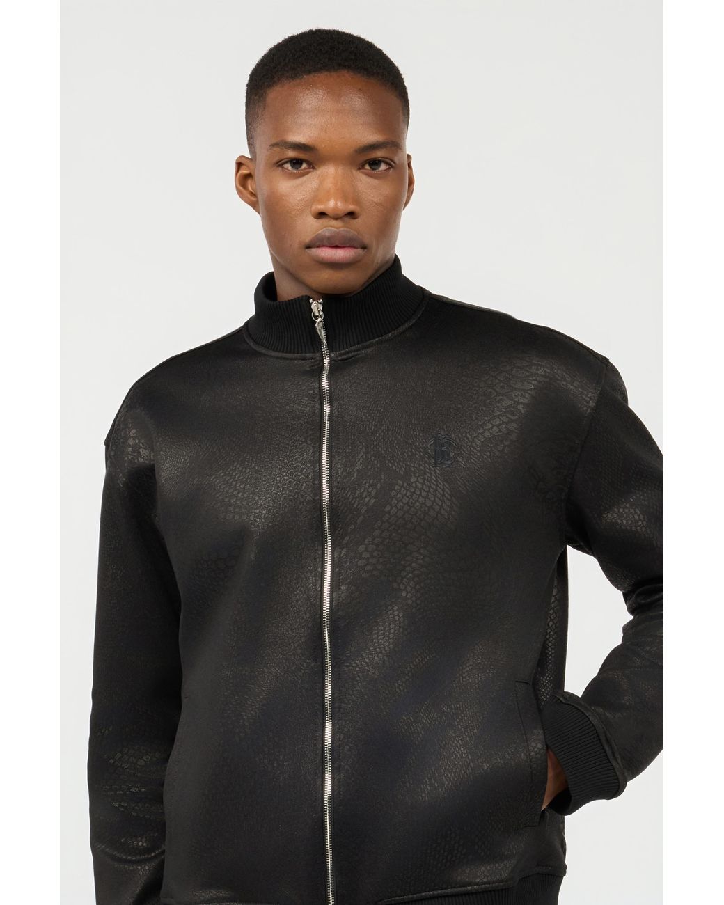 Roberto Cavalli Black Full-Zip Sweatshirt With Python Print for men