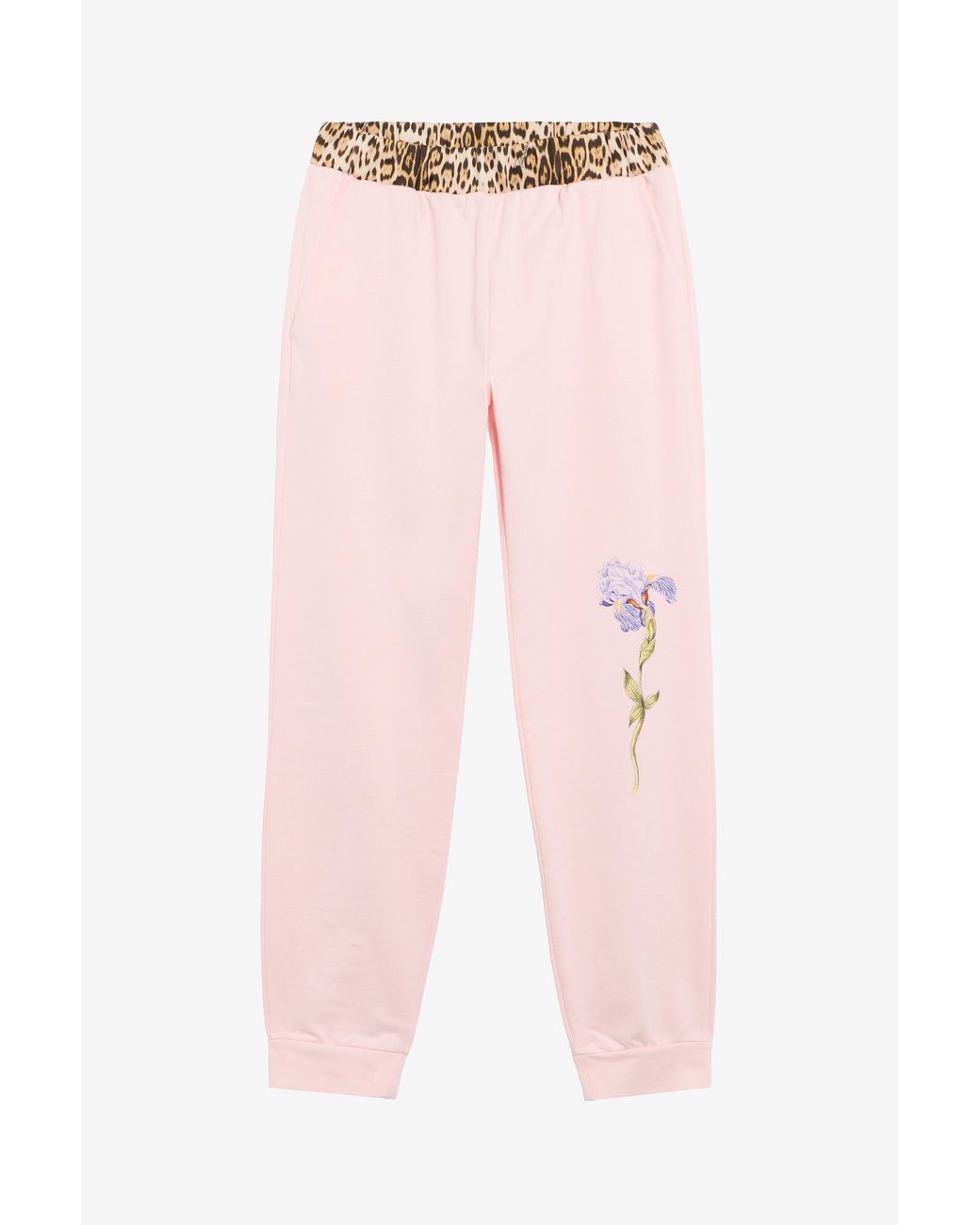 Roberto Cavalli Pink Joggers With Leopard Waistband