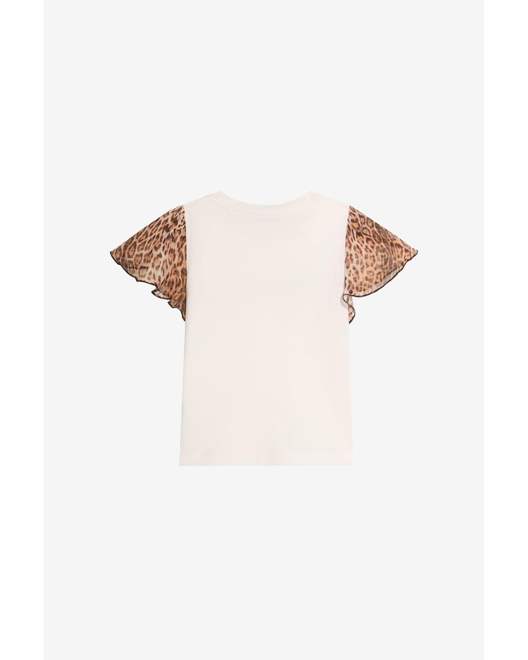 Roberto Cavalli Multicolor T-Shirt With Leopard Print Silk Sleeves