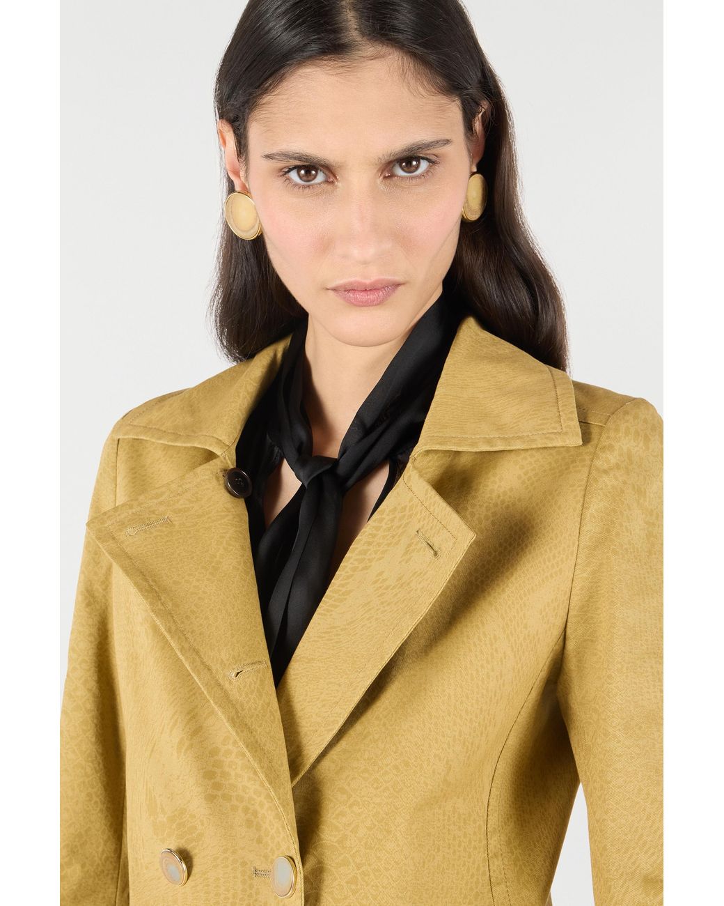 Roberto Cavalli Yellow Double-Breasted Jacket With Python Pattern