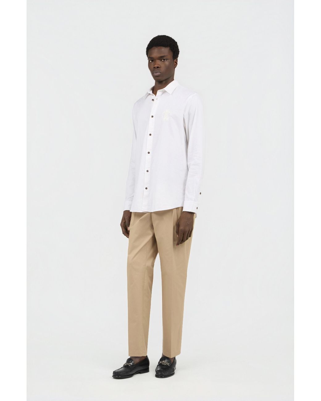 Roberto Cavalli Blue Shirt With Monogram Rc Embroidery for men