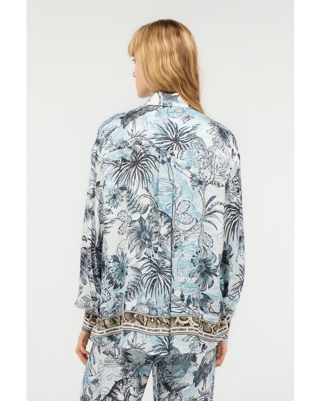 Roberto Cavalli Multicolor Shirt With Python And Jungle Print