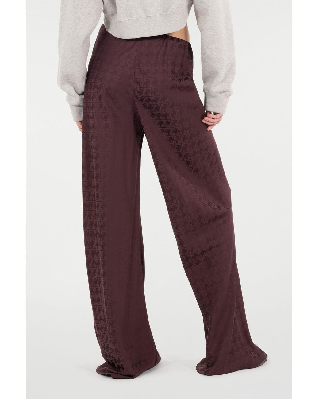 Roberto Cavalli Purple Loose Pants With Mirror Snake Monogram
