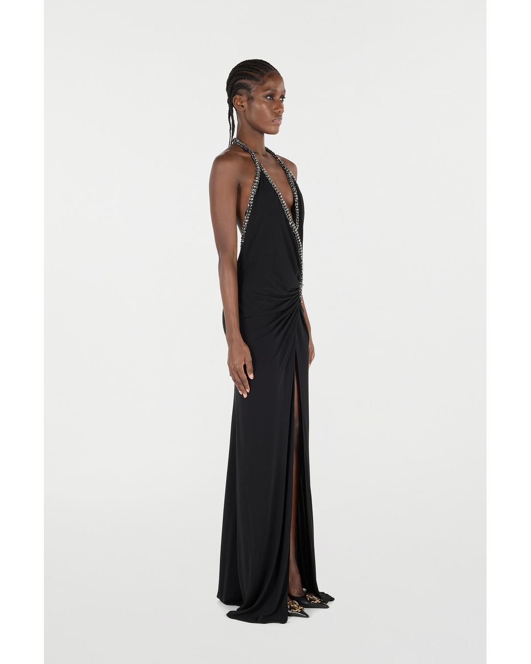 Roberto Cavalli Black Long Dress With Rhinestones