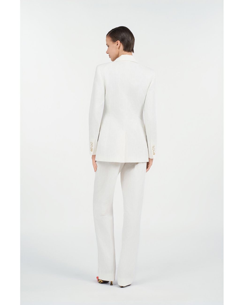 Roberto Cavalli Natural Cotton Jacquard Blazer With Leopard Print