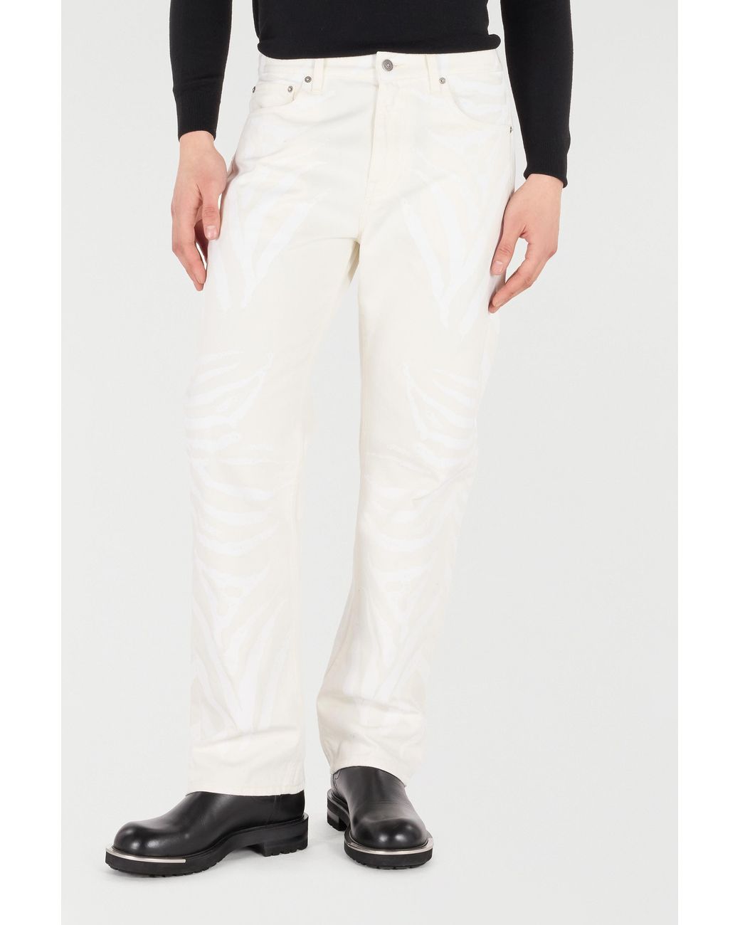 Roberto Cavalli White Printed Five-Pocket Pants for men