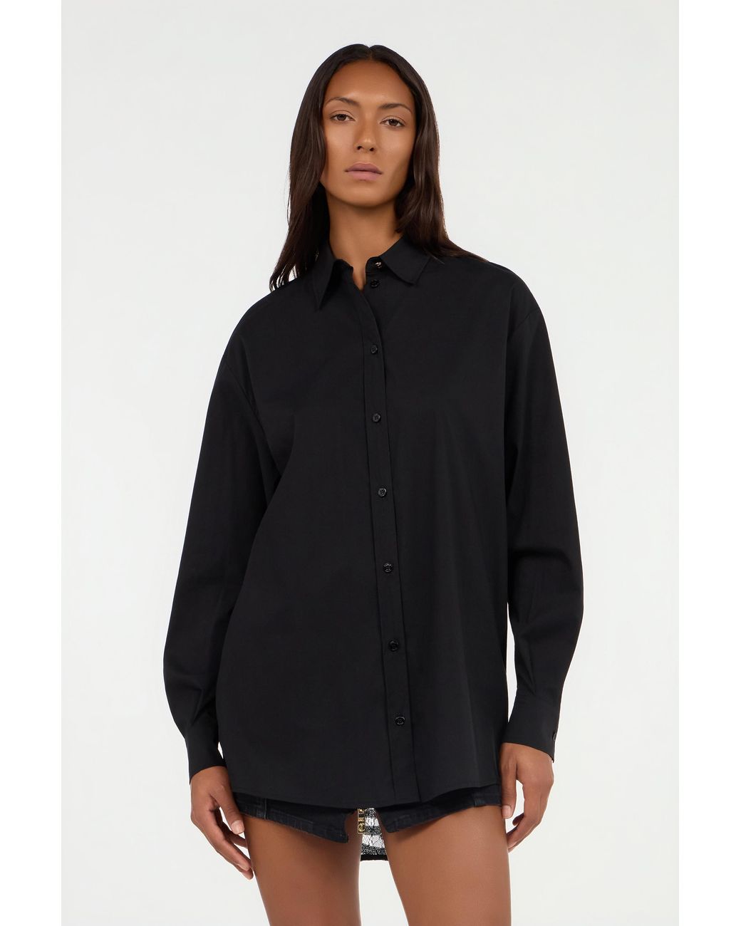 Roberto Cavalli Black Long-Sleeve Solid Color Shirt