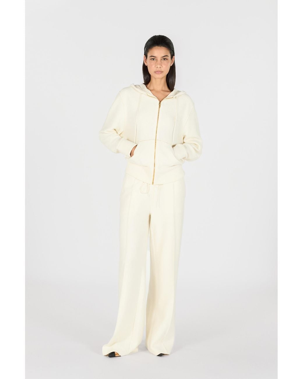 Roberto Cavalli Natural Knitted Zip-Up Sweatshirt