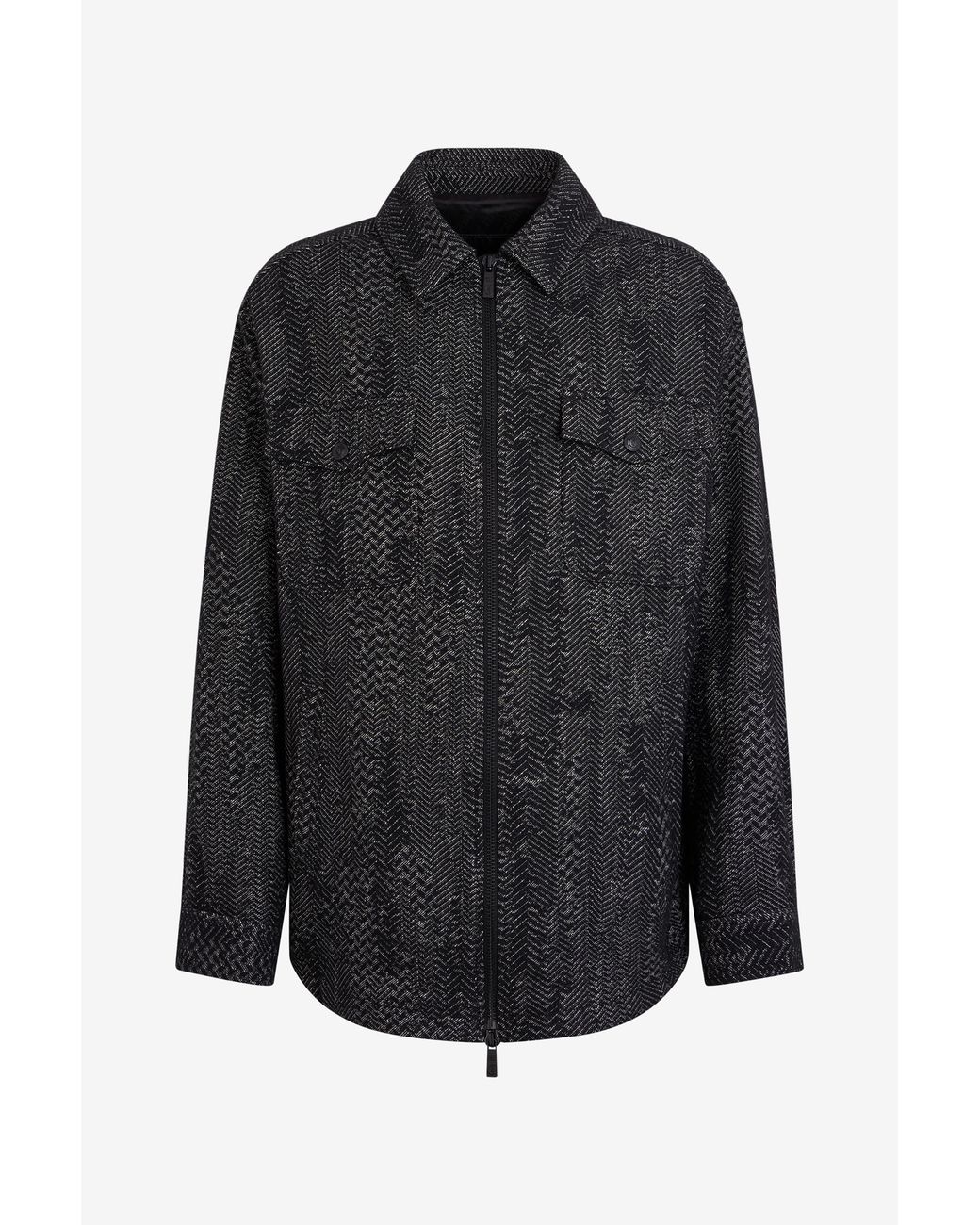 Roberto Cavalli Black Cotton And Wool Zip Overshirt for men