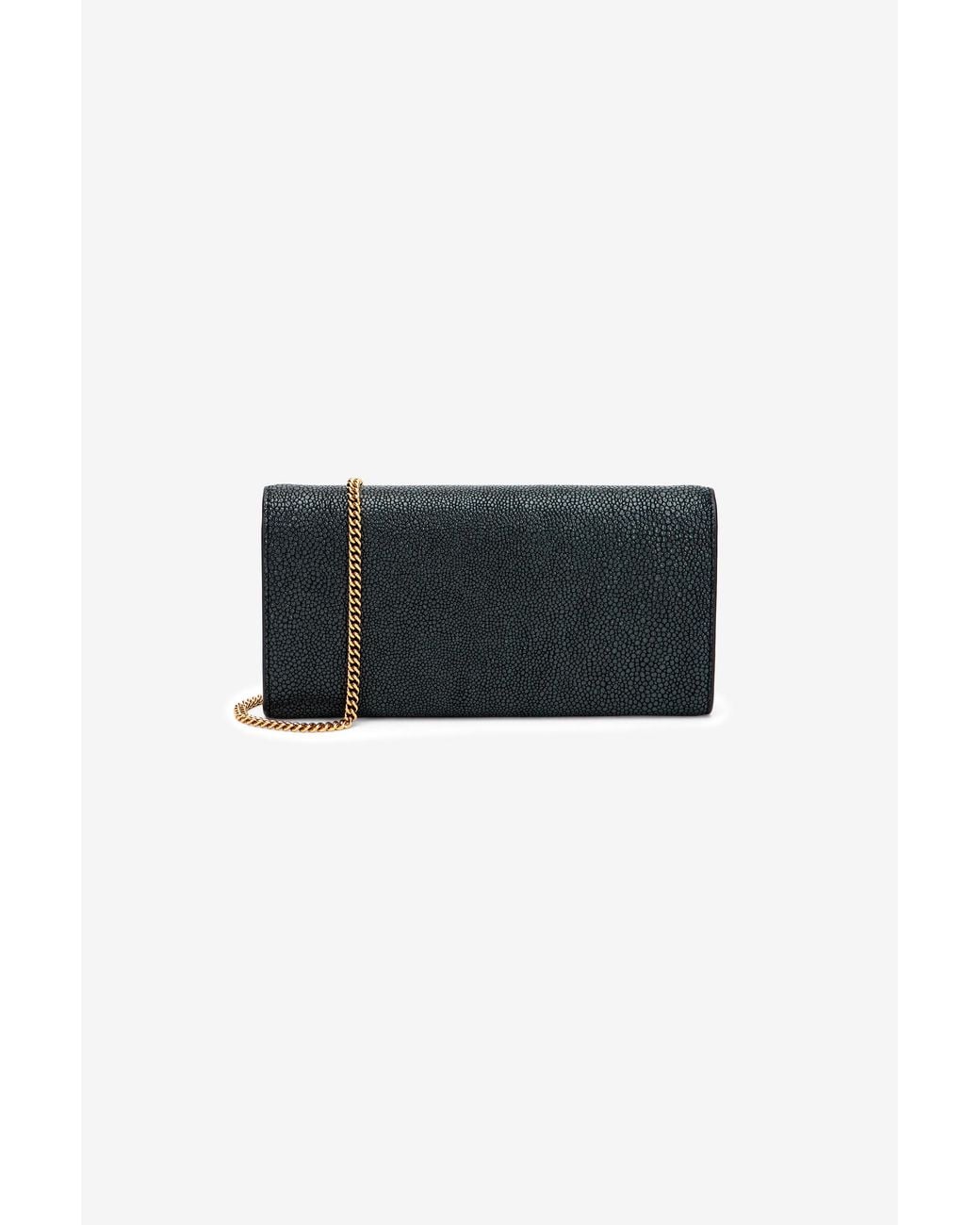 Roberto Cavalli Black Serpentine Leather Wallet With Chain
