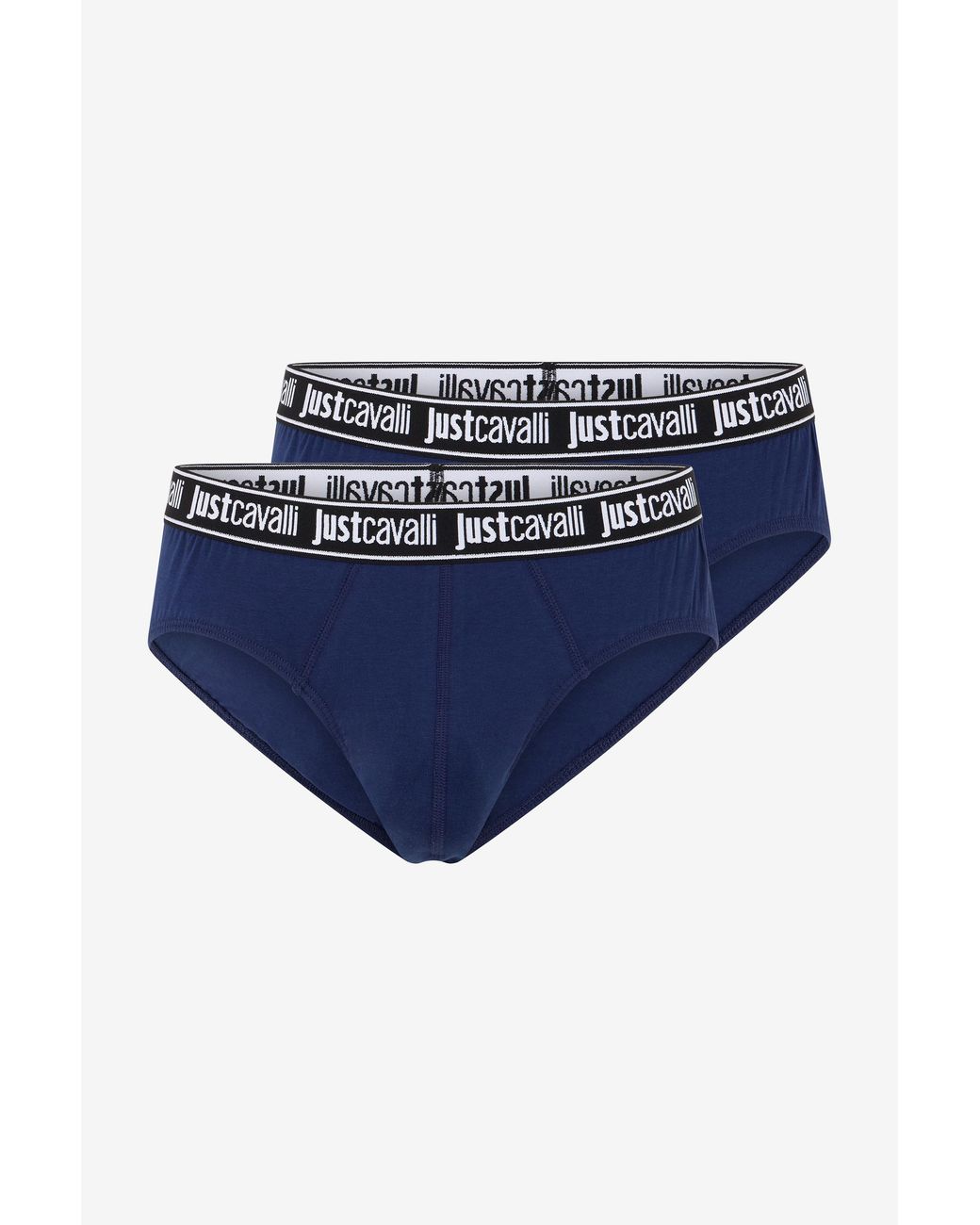Roberto Cavalli Blue Two-Pack Briefs With Logo Waistband for men