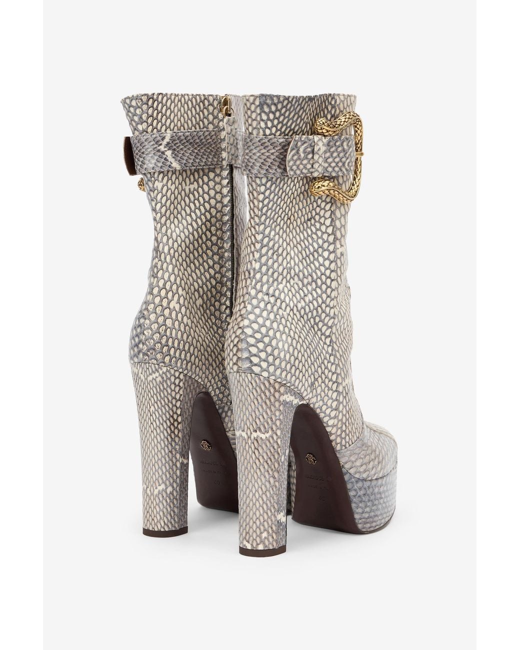 Roberto Cavalli Multicolor Elaphe Leather Platform Ankle Boots