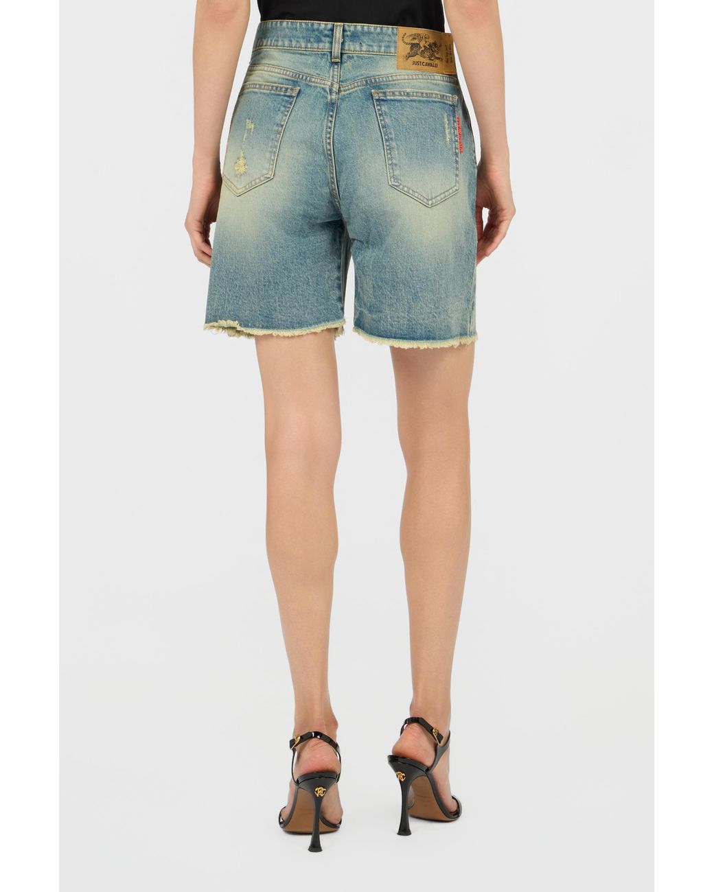 Roberto Cavalli Blue Distressed Cotton Shorts