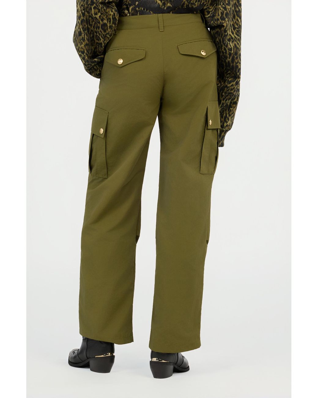 Roberto Cavalli Green Cargo Trousers With Buttons