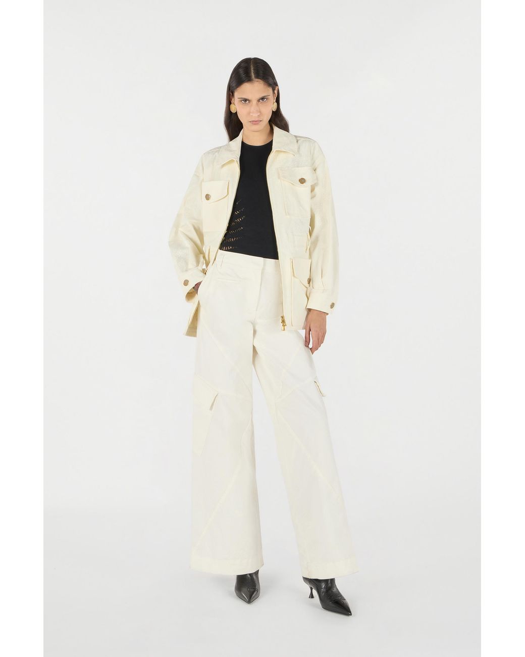 Roberto Cavalli Natural Jacket With Belt And Python Pattern