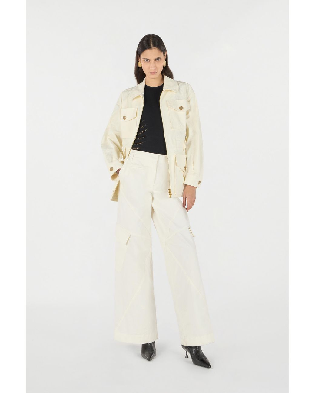 Roberto Cavalli Natural Jacket With Belt And Python Pattern