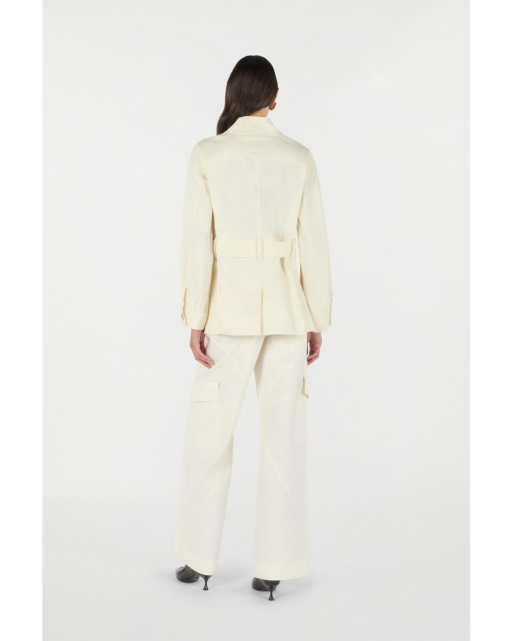 Roberto Cavalli Natural Jacket With Belt And Python Pattern