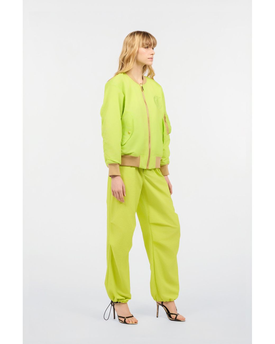 Roberto Cavalli Yellow Bomber Jacket With Jc Monogram