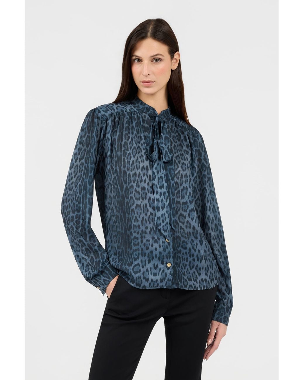 Roberto Cavalli Blue Jaguar Print Shirt