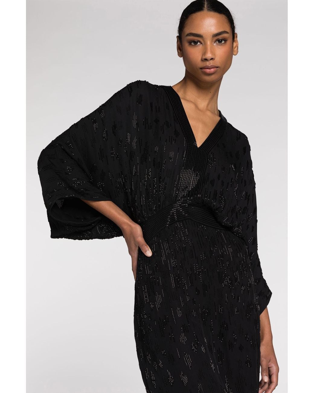 Roberto Cavalli Black Bead-Embellished Short Silk Dress