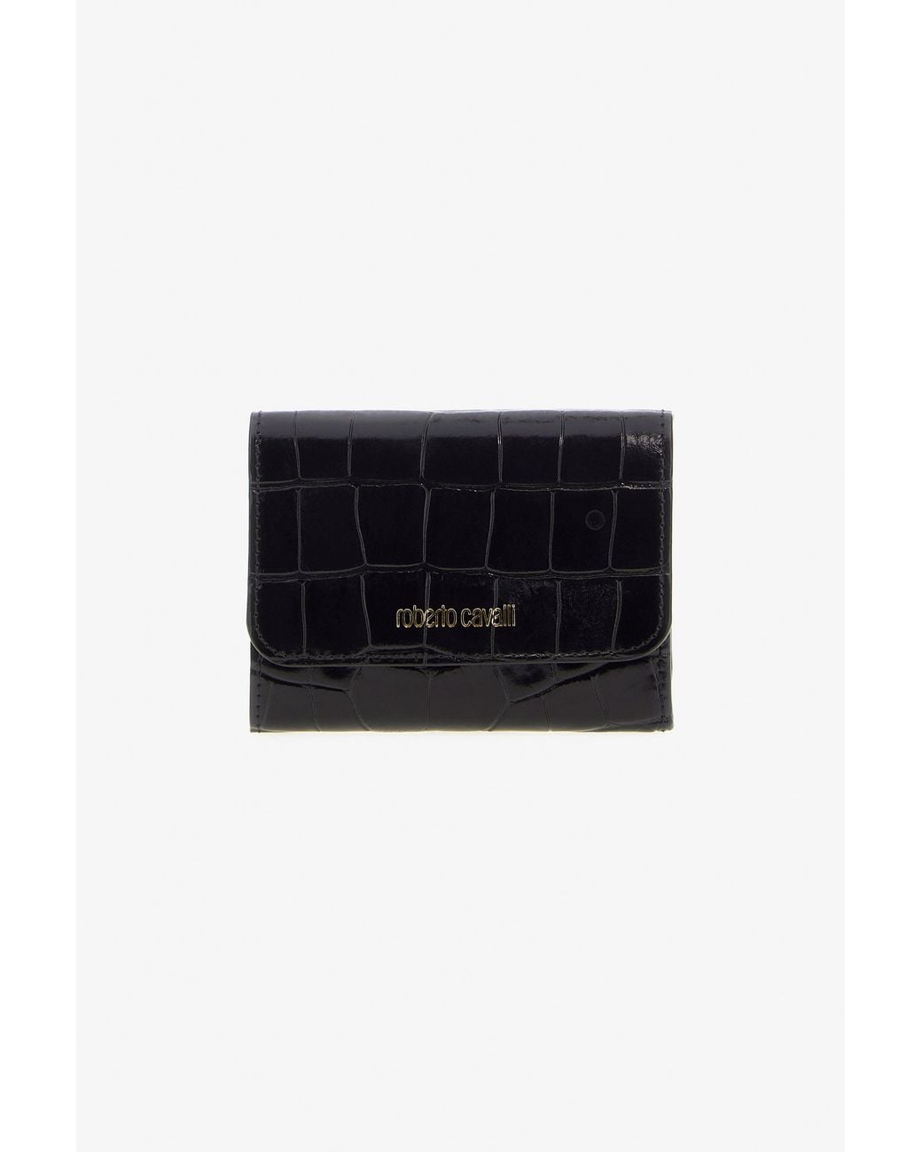 Roberto Cavalli Black Croc-Effect Wallet