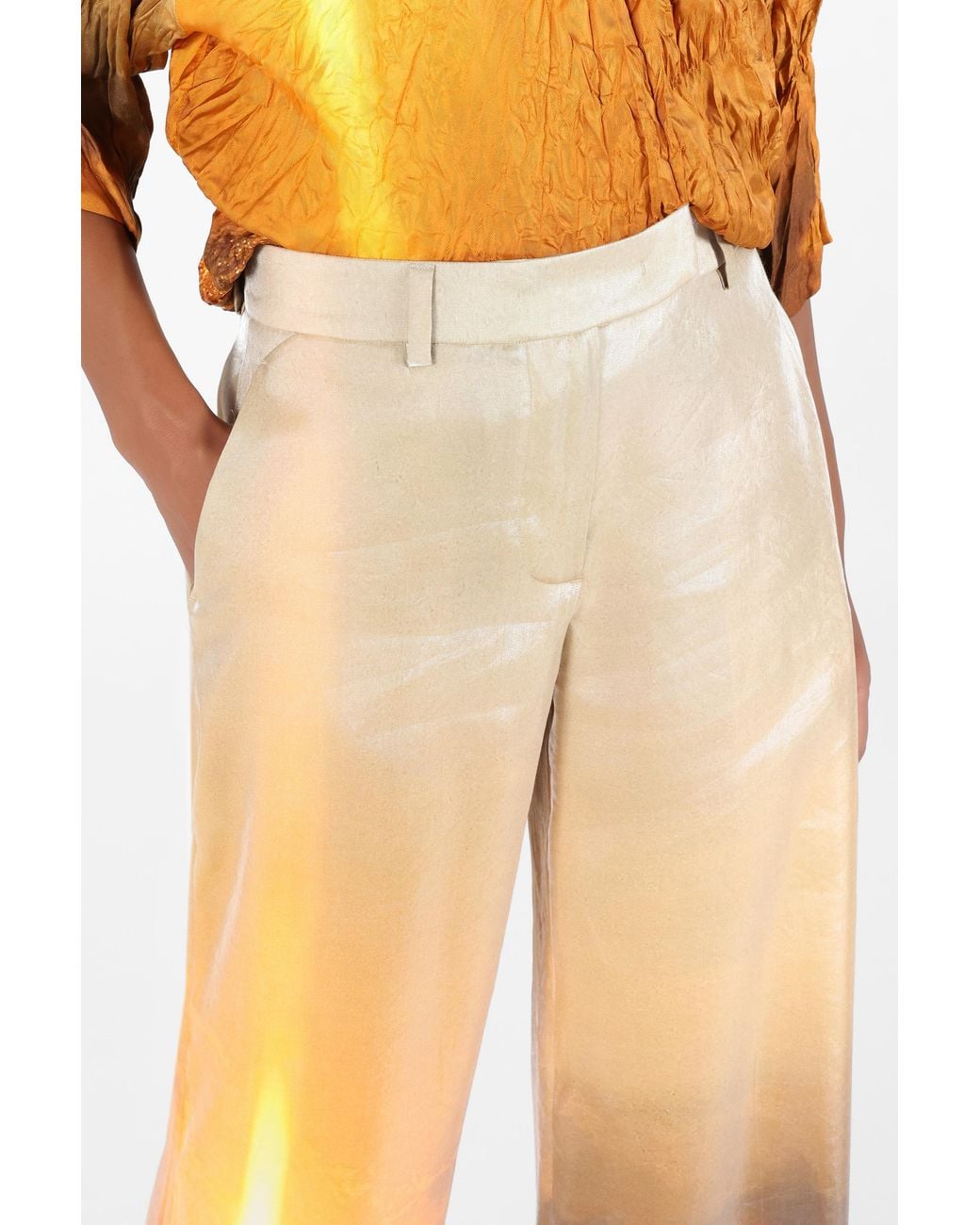 Roberto Cavalli White Sunset Print Palazzo Trousers