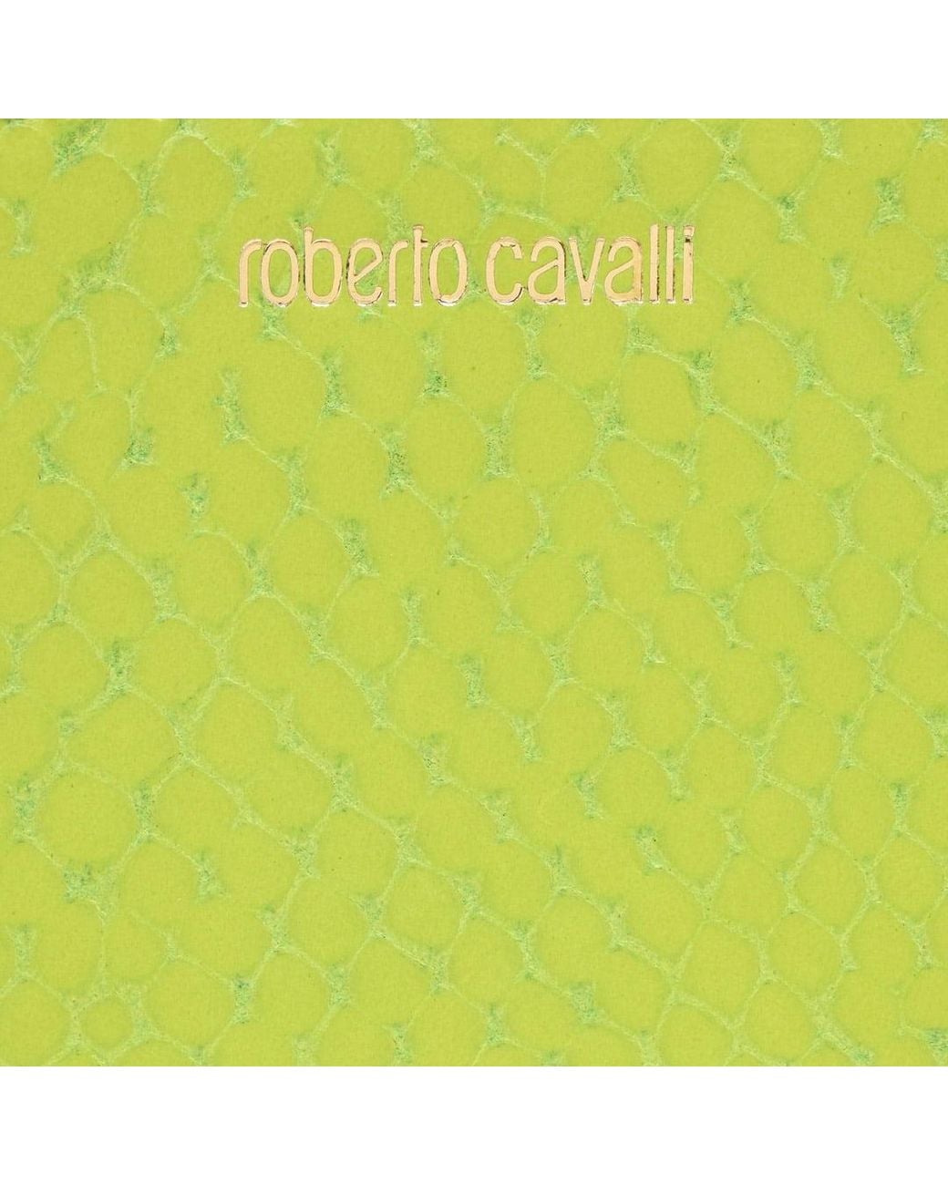 Roberto Cavalli Green Snake-Effect Wallet With Logo