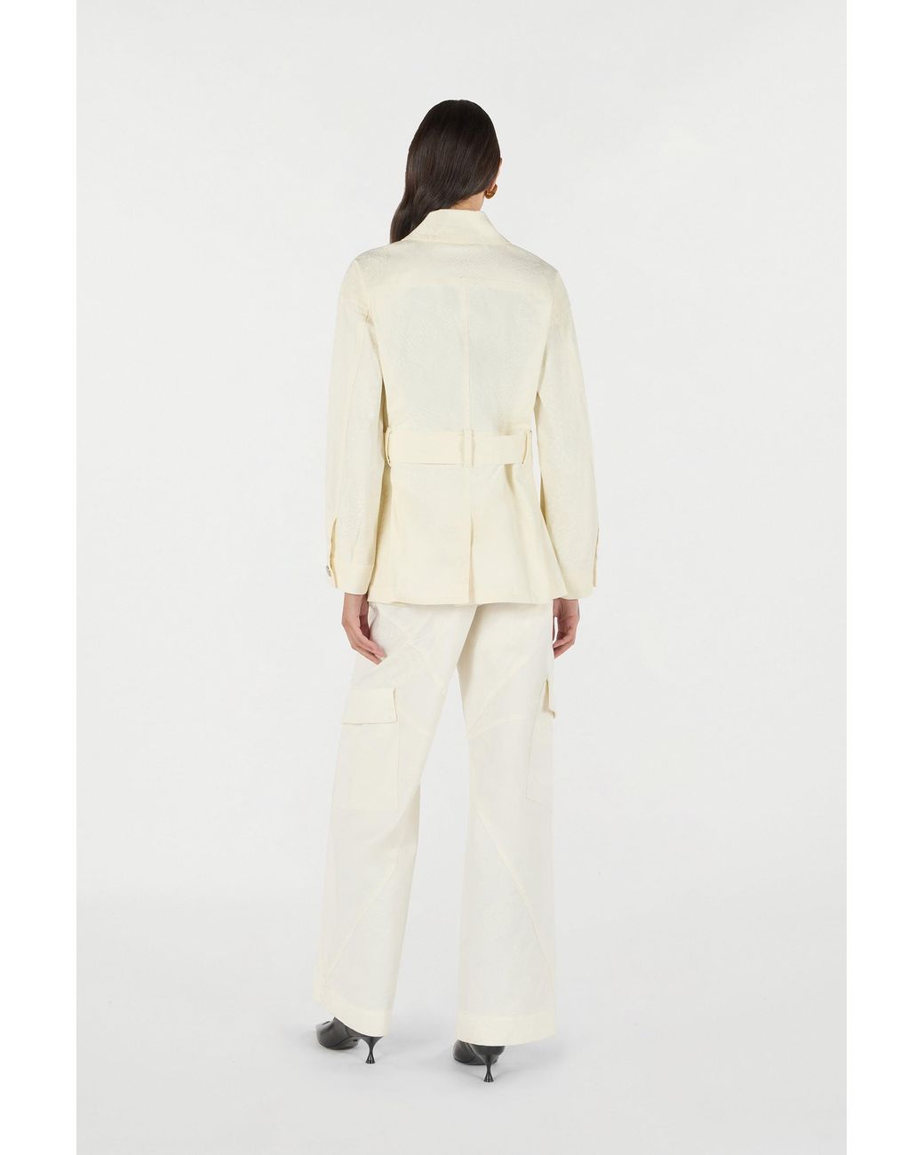 Roberto Cavalli Natural Jacket With Belt And Python Pattern