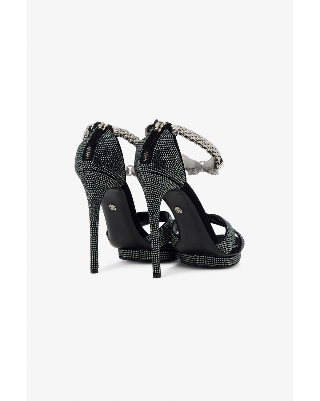 Roberto Cavalli Black Panther-Head High-Heel Sandals